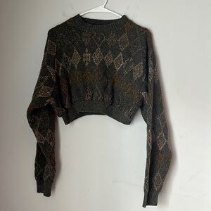 Ermenegildo Zegna Cropped Crewneck Argyle Sweater in Size L